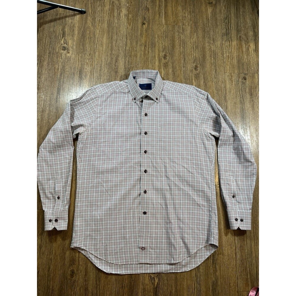 David Donahue Checkered Shirt Multicolor Mens Large Button Down
